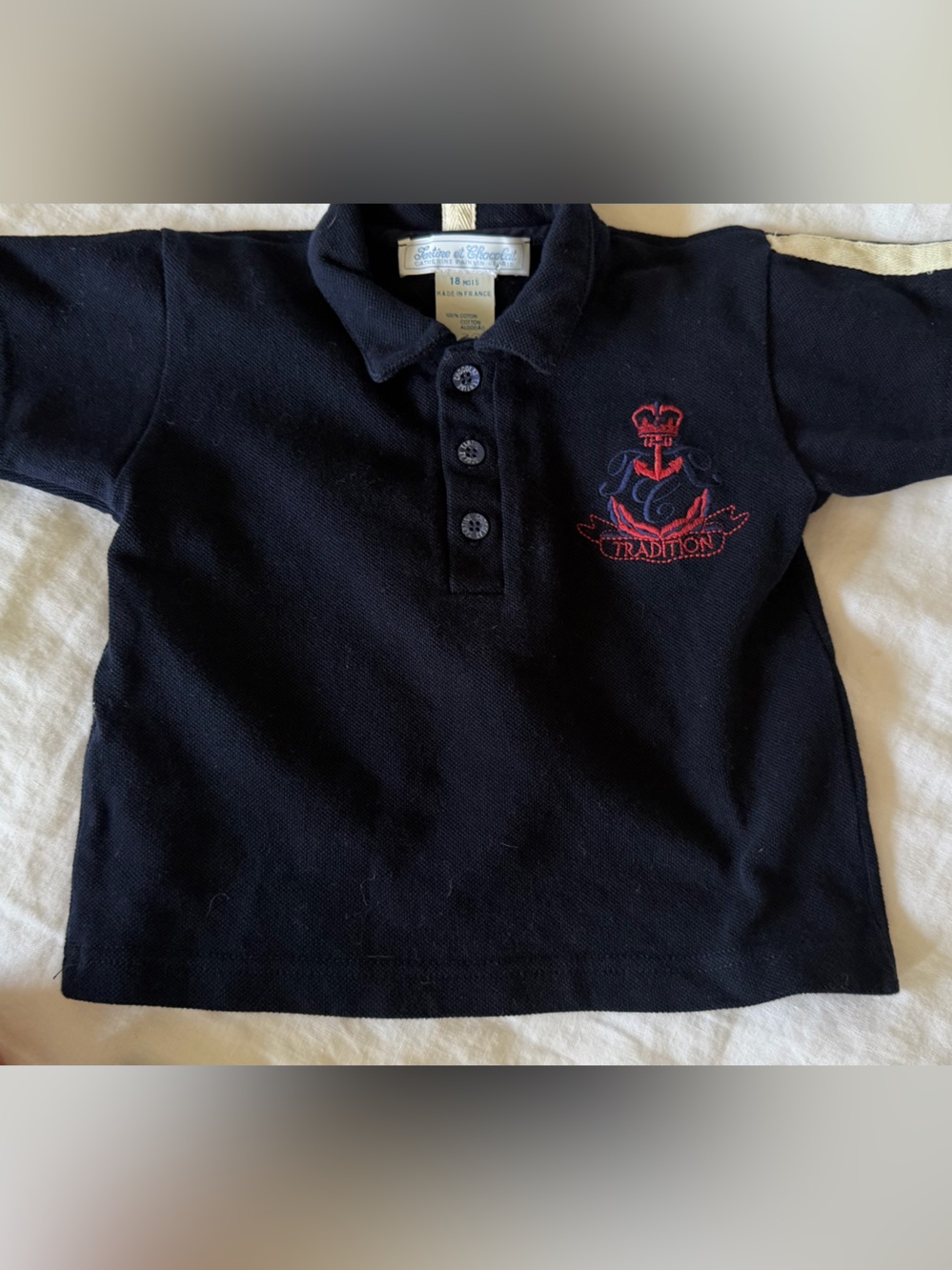 Tartine et Chocolat Navy Polo with Red Anchor Crest